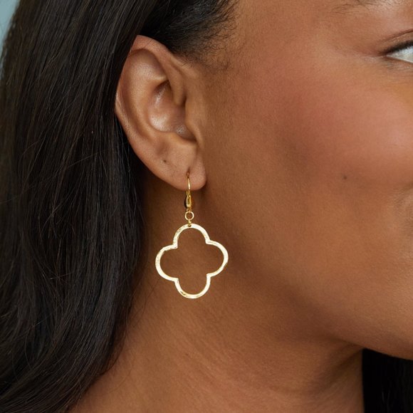 Rivka Friedman Jewelry - RIVKA FRIEDMAN POLISHED CLOVER DROP HOOK EARRINGS
